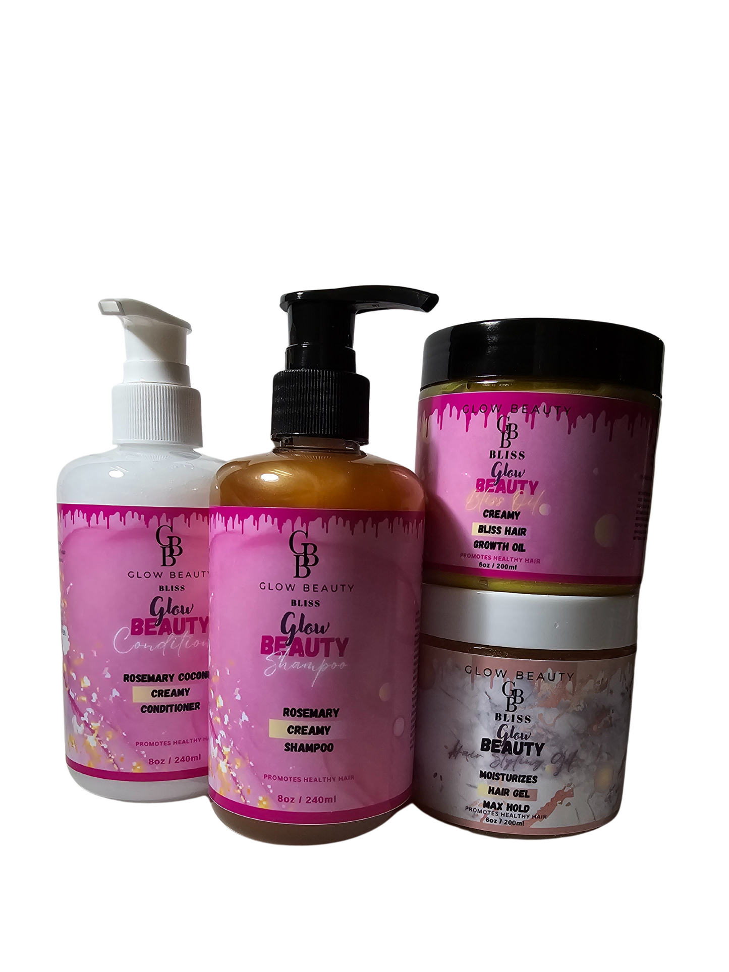 Glow Beauty Bliss Shampoo & Conditioner & Hair Styling Gel & Creamy Hair Growth Oil Set