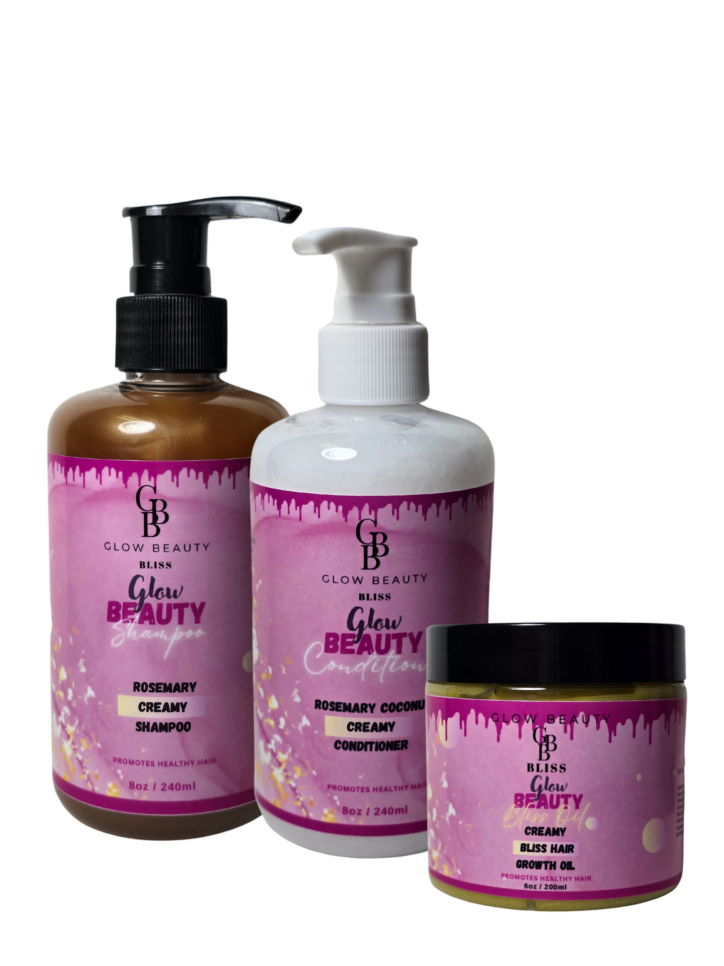 Glow Beauty Bliss Shampoo & Conditioner Creamy Hair Growth Oil Set